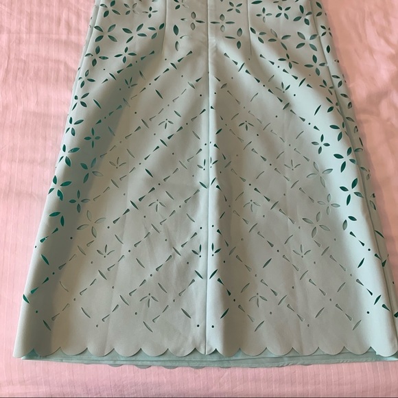 J Crew Dress 4T Green Lined A-line Floral Laser Cut Out Blogger Favorite Spring - Picture 6 of 10